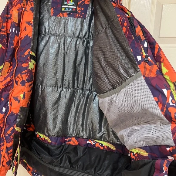 Snowy Owl‎ Ski Snowboard Hooded Colorful Puzzles Insulated Waterproof Jacket XL